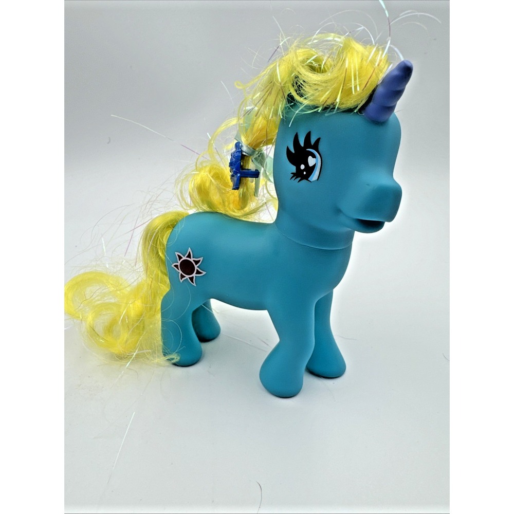 My Little Pony 1981 Blue Teal Toy Vintage 3-16-81 Yellow Glitter‎ Hair Star Logo